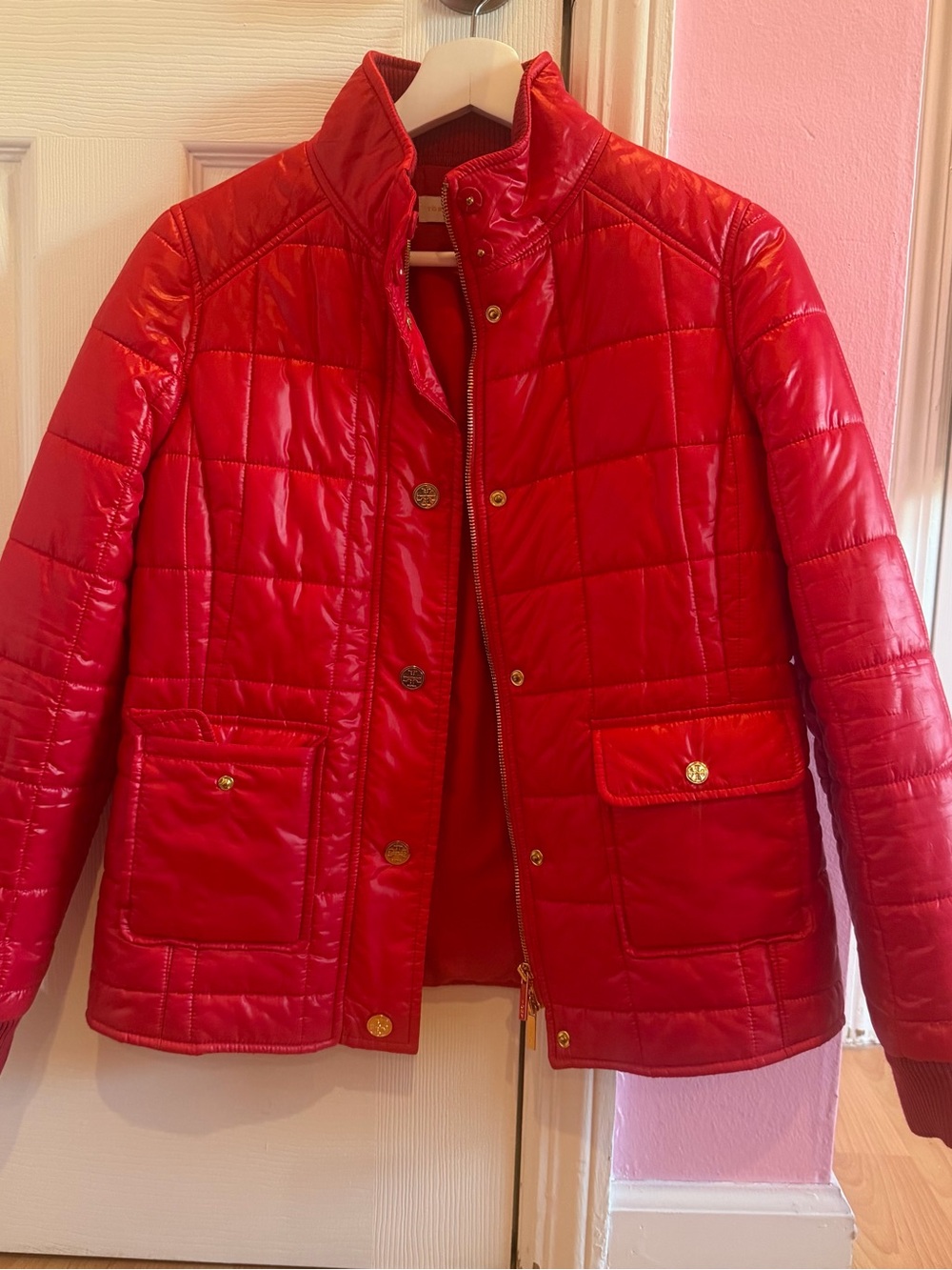 Tory Burch Quilted Red Puffer Jacket